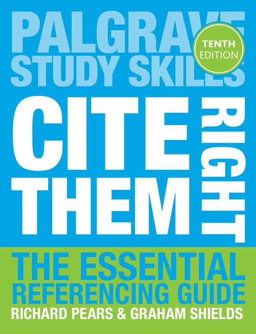 Book cover of Cite Them Right: The Essential Referencing Guide, 10th Edition (PDF)