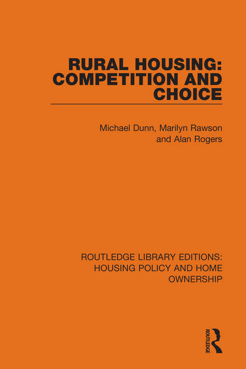 Book cover of Rural Housing: Competition and Choice