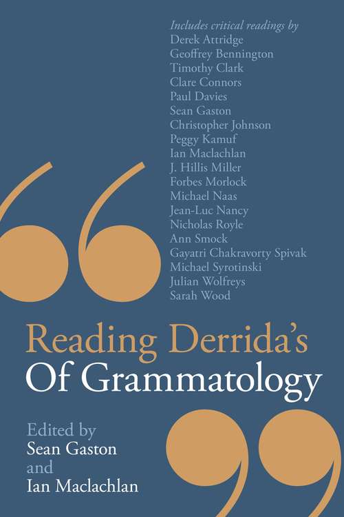 Book cover of Reading Derrida's Of Grammatology
