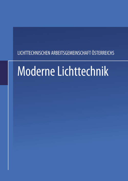 Book cover of Moderne Lichttechnik (1. Aufl. 1950)