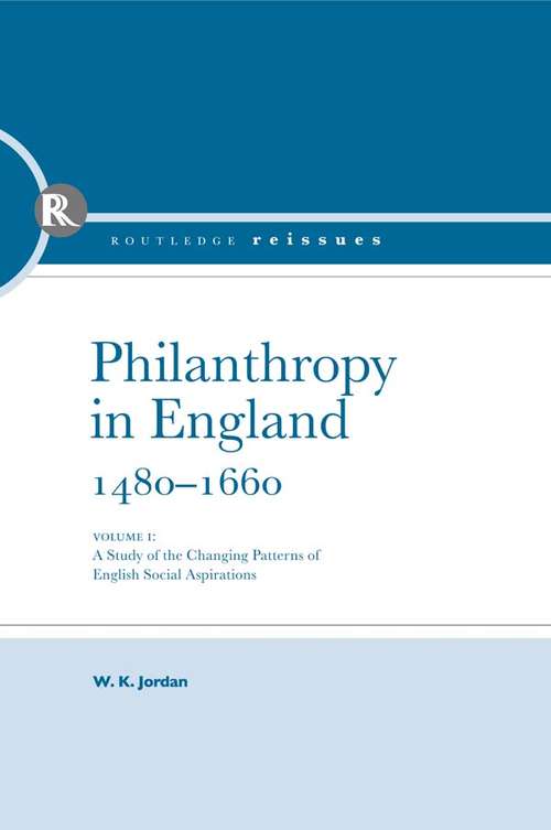 Book cover of Philanthropy in England (Routledge Library Editions)