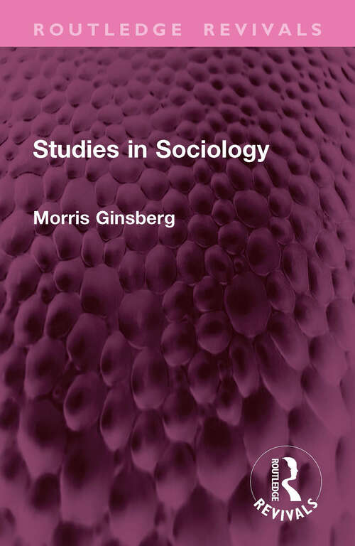 Book cover of Studies in Sociology (Routledge Revivals)
