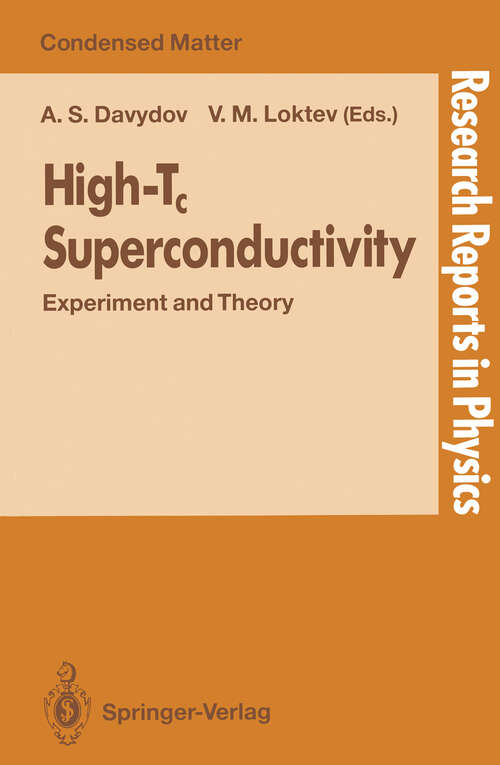 Book cover of High-Tc Superconductivity: Experiment and Theory (1992) (Research Reports in Physics)