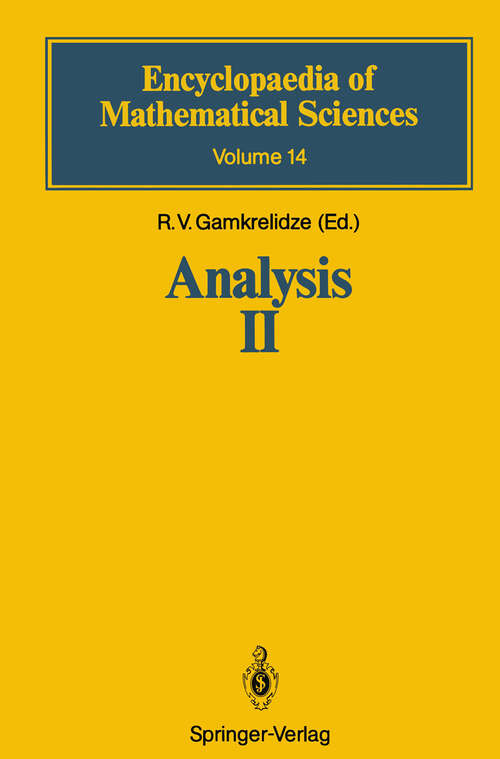 Book cover of Analysis II: Convex Analysis and Approximation Theory (1990) (Encyclopaedia of Mathematical Sciences #14)