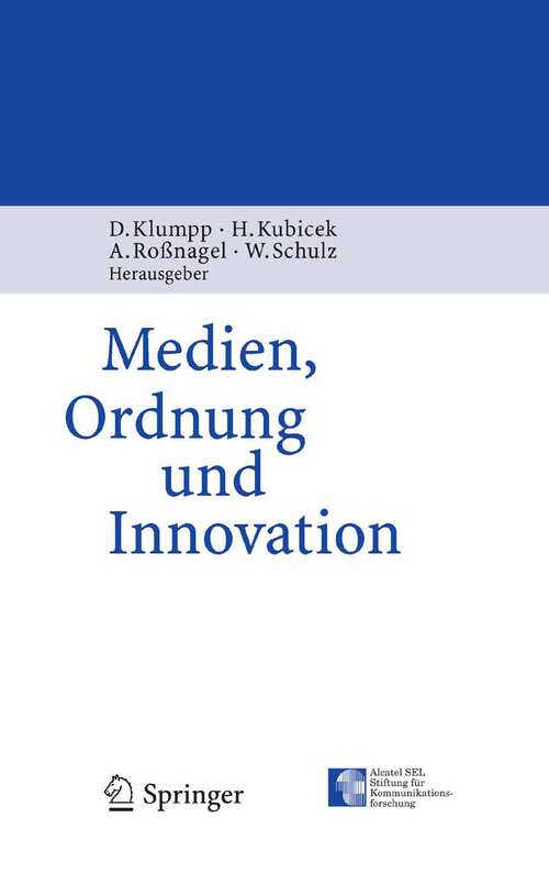 Book cover of Medien, Ordnung und Innovation (2006)