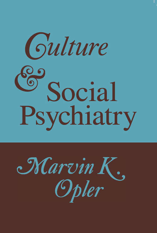 Book cover of Culture and Social Psychiatry