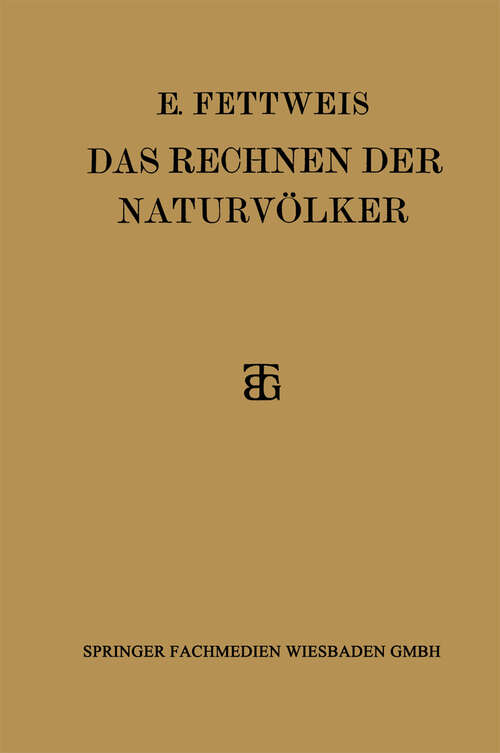 Book cover of Das Rechnen der Naturvölker (1927)