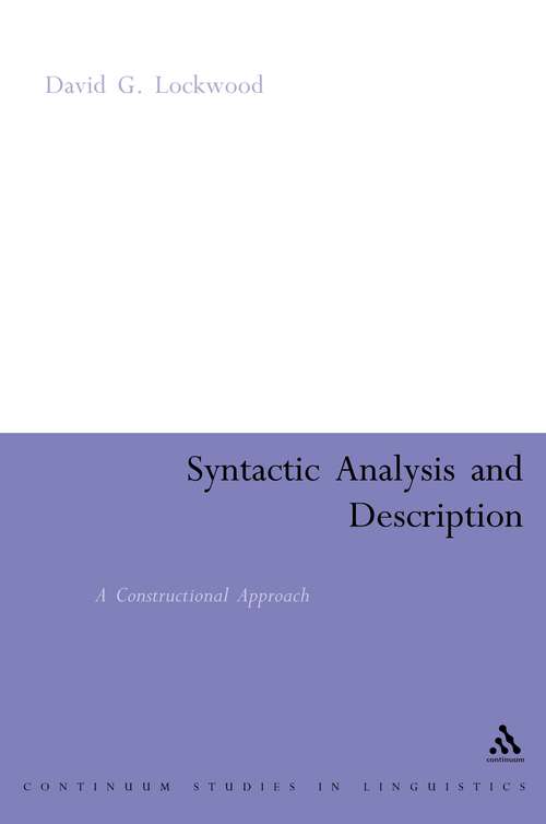 Book cover of Syntactic Analysis and Description: A Constructional Approach