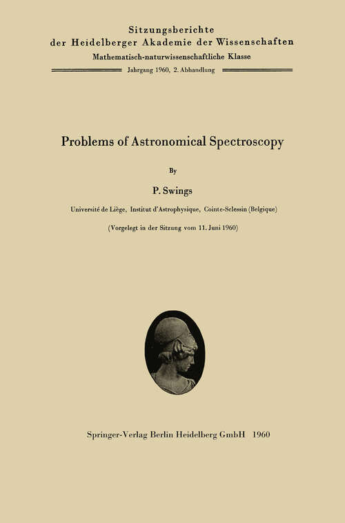 Book cover of Problems of Astronomical Spectroscopy (1960) (Sitzungsberichte der Heidelberger Akademie der Wissenschaften: 1960 / 2)