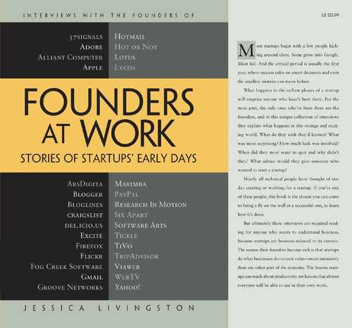 Book cover of Founders at Work: Stories of Startups' Early Days (1st ed.)