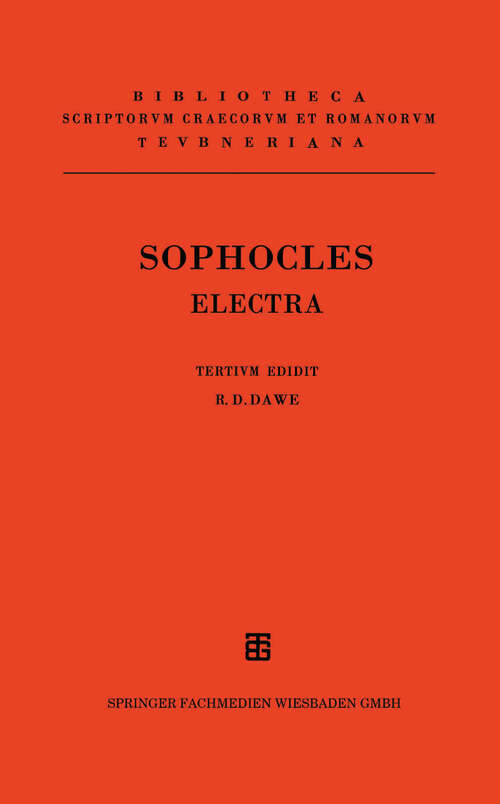 Book cover of Sophoclis Electra (3. Aufl. 1996)