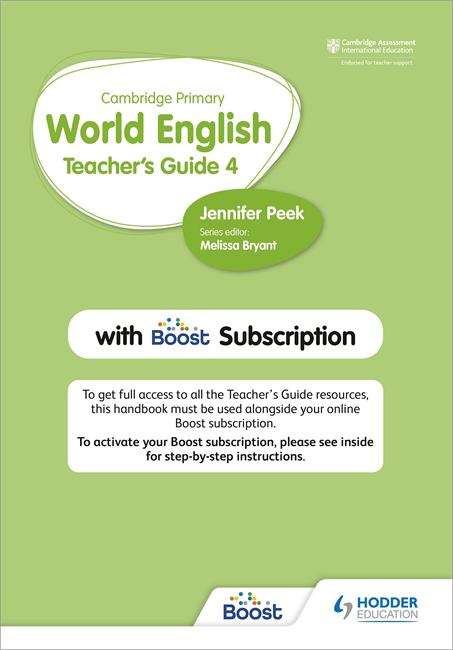 Book cover of Cambridge Primary World English Teacher's Guide Stage 4 with Boost Subscription
