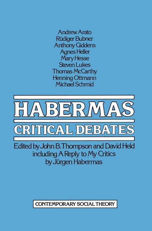 Book cover of Habermas: Critical Debates (1st ed. 1982)