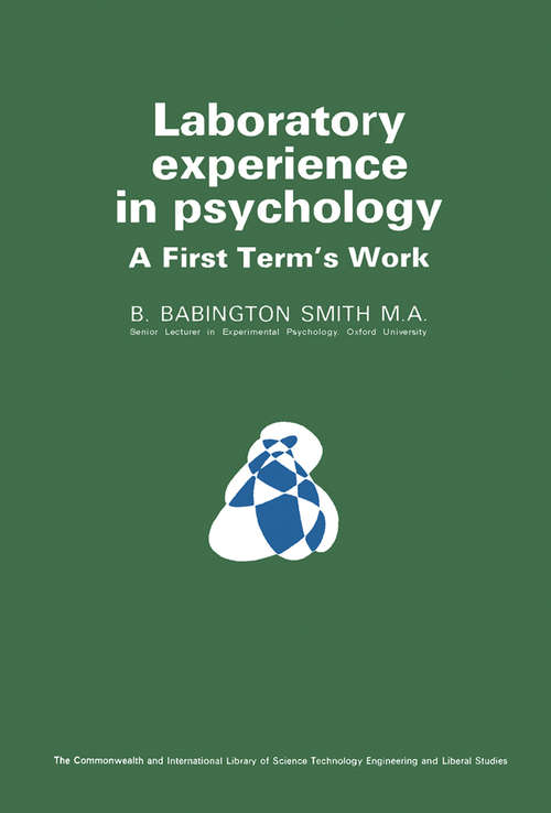 Book cover of Laboratory Experience in Psychology: A First Term's Work