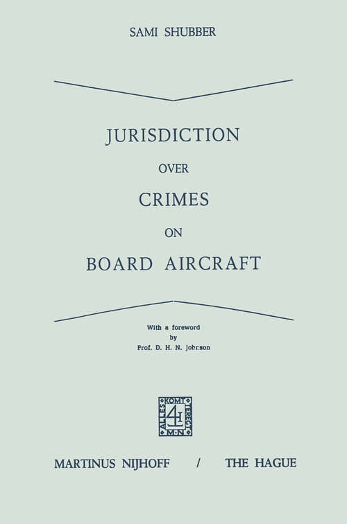 Book cover of Jurisdiction Over Crimes on Board Aircraft (1973)