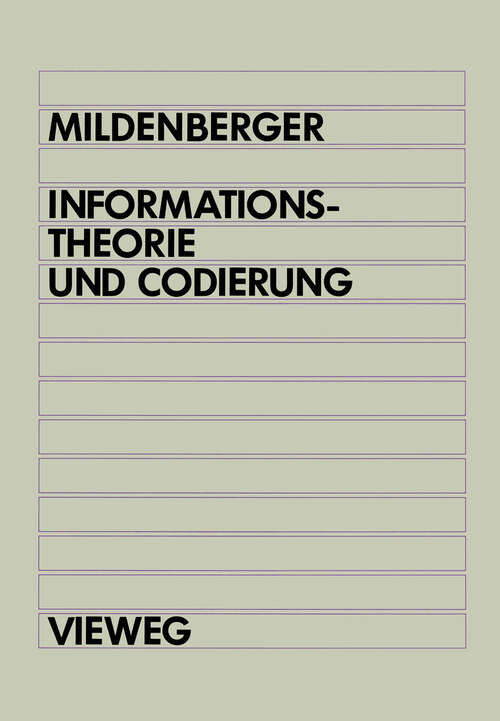 Book cover of Informationstheorie und Codierung (2. Aufl. 1992)
