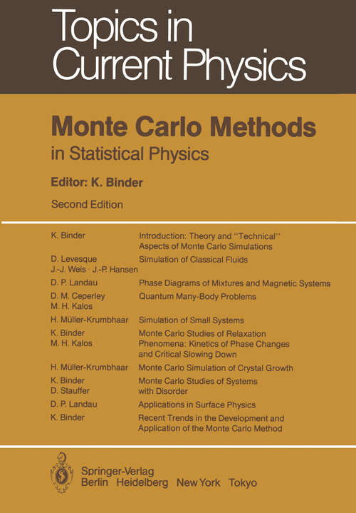 Book cover of Monte Carlo Methods in Statistical Physics (2nd ed. 1986) (Topics in Current Physics #7)