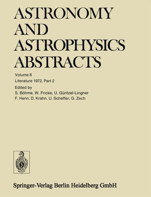 Book cover of Literature 1972, Part 2 (1973) (Astronomy and Astrophysics Abstracts #8)