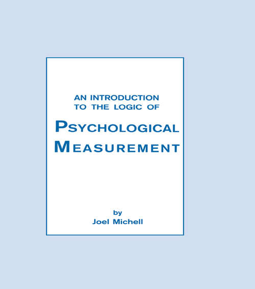 Book cover of An Introduction To the Logic of Psychological Measurement