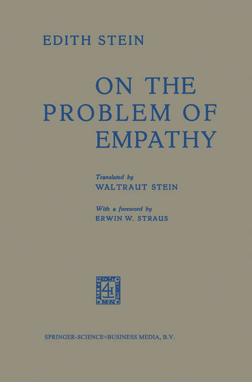 Book cover of On the Problem of Empathy (1964)