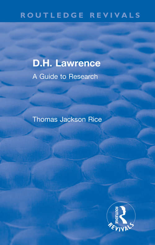 Book cover of D.H. Lawrence: A Guide to Research (Routledge Revivals)