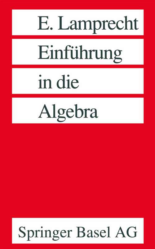 Book cover of Einführung in die Algebra (2. Aufl. 1991)