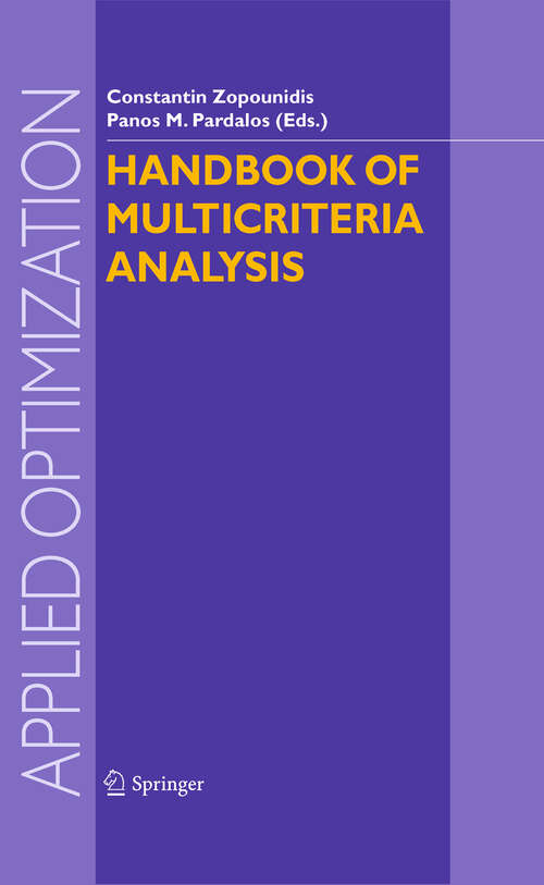 Book cover of Handbook of Multicriteria Analysis (2010) (Applied Optimization #103)