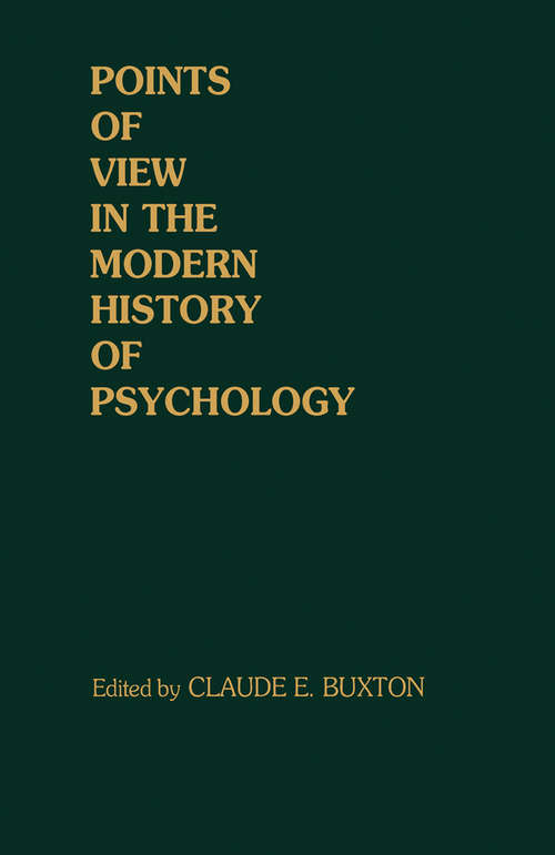 Book cover of Points of View in the Modern History of Psychology