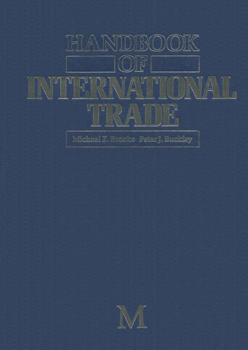Book cover of Handbook of International Trade (1st ed. 1988)