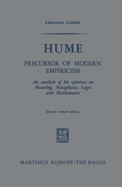 Book cover of Hume: Precursor of Modern Empiricism (1973)