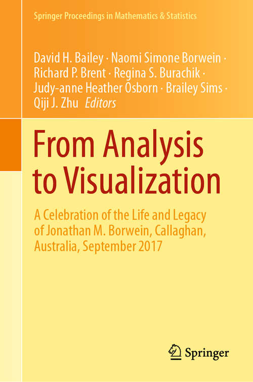 Book cover of From Analysis to Visualization: A Celebration of the Life and Legacy of Jonathan M. Borwein, Callaghan, Australia, September 2017 (1st ed. 2020) (Springer Proceedings in Mathematics & Statistics #313)