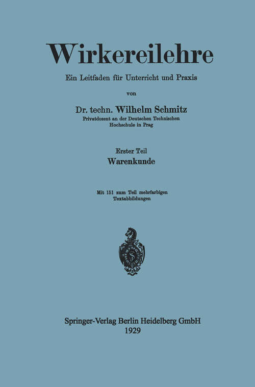 Book cover of Wirkereilehre Ein Leitfaden für Unterricht und Praxis (1929)