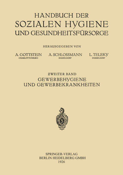 Book cover of Gewerbehygiene und Gewerbekrankheiten (1. Aufl. 1926)