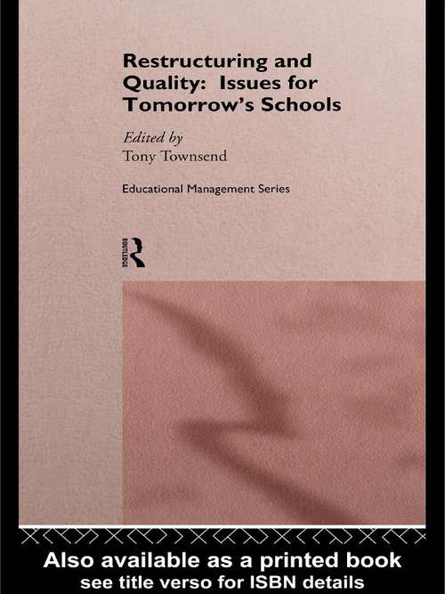 Book cover of Restructuring and Quality: Issues for Tomorrow's Schools