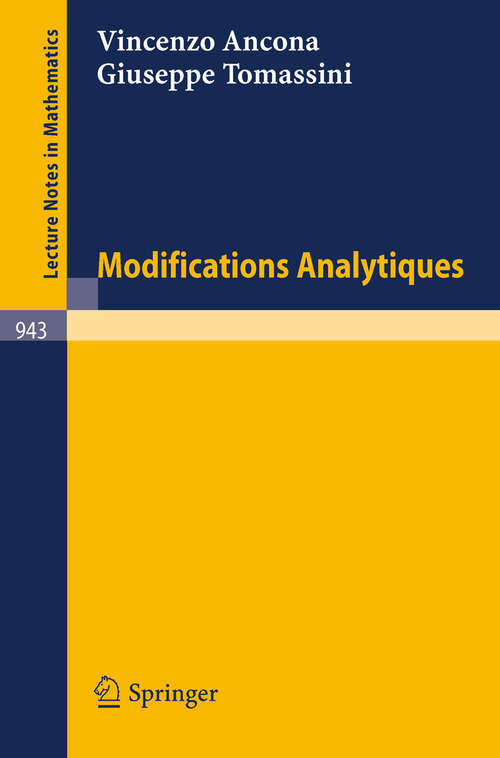 Book cover of Modifications Analytiques (1982) (Lecture Notes in Mathematics #943)