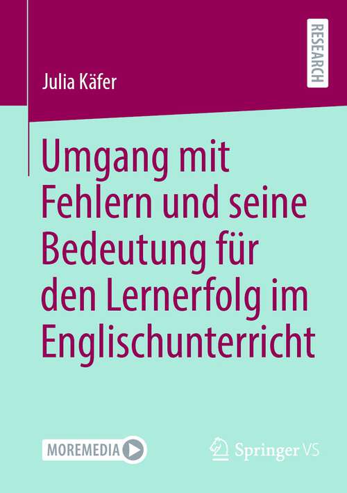 Book cover of Umgang mit Fehlern und seine Bedeutung für den Lernerfolg im Englischunterricht (1. Aufl. 2022)