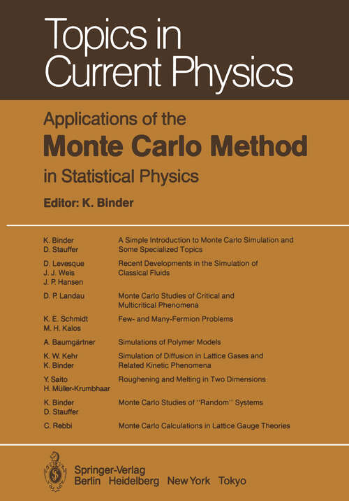 Book cover of Applications of the Monte Carlo Method in Statistical Physics (1984) (Topics in Current Physics #36)