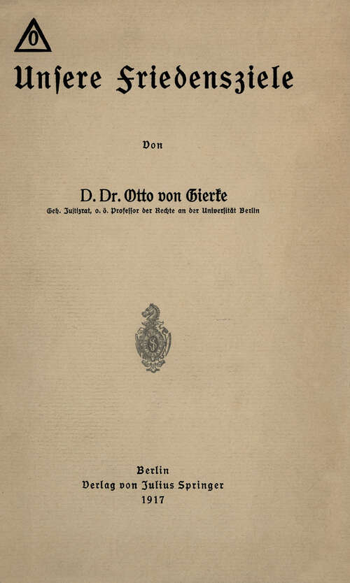 Book cover of Unsere Friedensziele (1917)