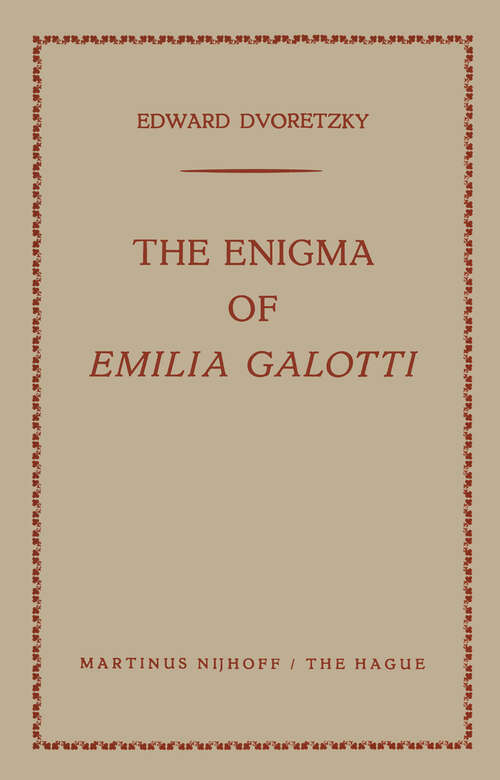Book cover of The Enigma of Emilia Galotti (1963)