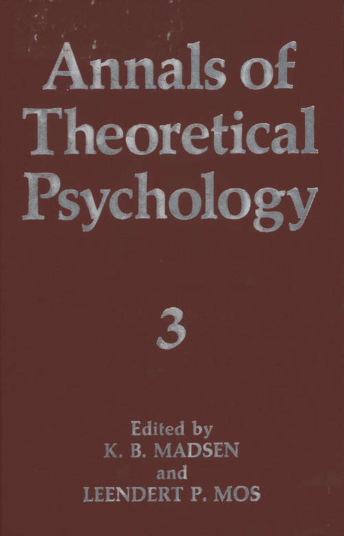 Book cover of Annals of Theoretical Psychology: Volume 3 (1985)
