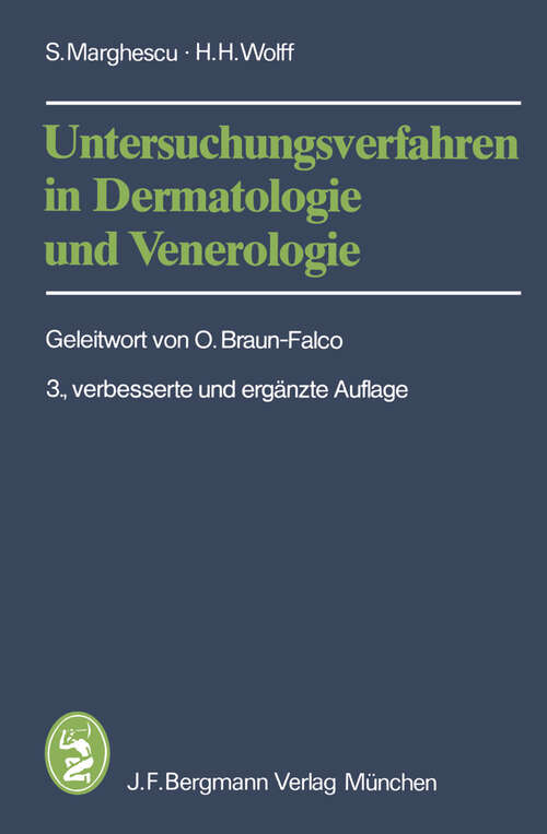 Book cover of Untersuchungsverfahren in Dermatologie und Venerologie (3. Aufl. 1982)