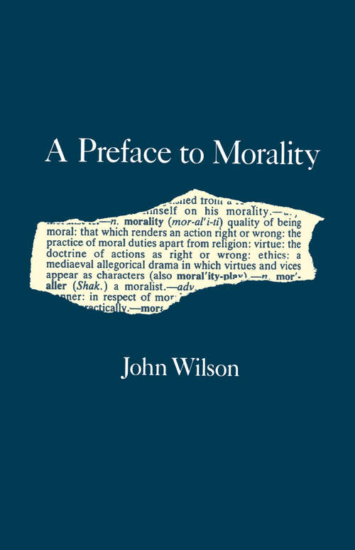 Book cover of Preface to Morality (1st ed. 1987) (G - Reference,information And Interdisciplinary Subjects Ser.)