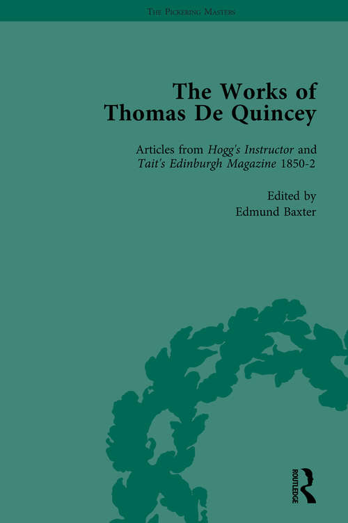 Book cover of The Works of Thomas De Quincey, Part III vol 17