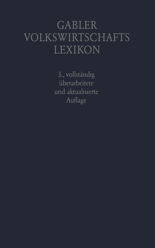 Book cover of Gabler Volkswirtschafts Lexikon (3. Aufl. 1990)