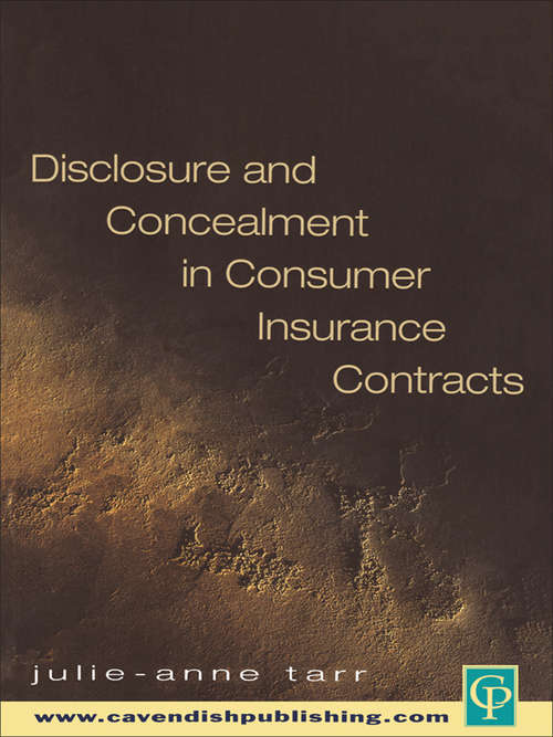Book cover of Disclosure and Concealment in Consumer Insurance Contracts