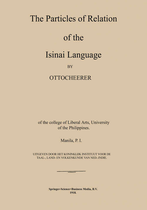 Book cover of The Particles of Relation of the Isinai Language (1918)