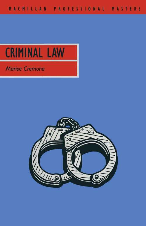 Book cover of Criminal Law (1st ed. 1989) (Macmillan Law Masters)