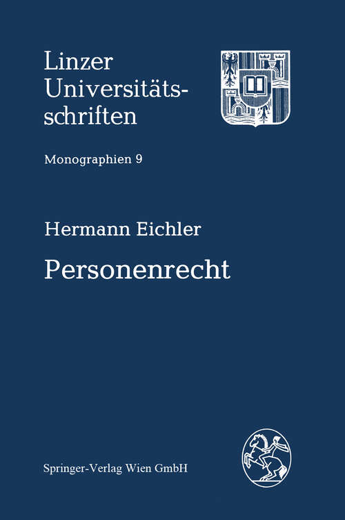 Book cover of Personenrecht (1983) (Linzer Universitätsschriften #9)
