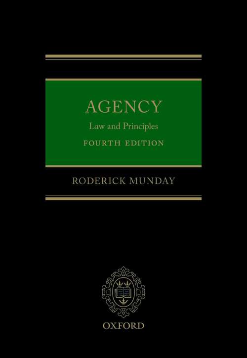 Book cover of Agency: Law and Principles