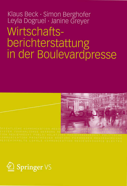 Book cover of Wirtschaftsberichterstattung in der Boulevardpresse (2012)